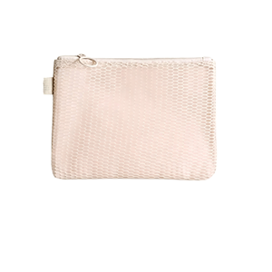 Nylon <b>Mesh</b> Cosmetic <b>Bag</b> Portable Minimalist Style Beige Color One Compartment Zipper Closure - Product Image 1