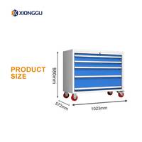 Armoire à roulettes mobile à cinq tiroirs en acier, coffre à outils verrouillable pour l'entretien en usine, l'équipement d'atelier