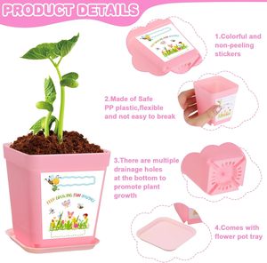 50 Juegos de Macetas de Plástico Ligeras para Jardín, Kit de Manualidades, Bandejas, Pegatinas, Paquetes de Semillas de Flores Silvestres (No Incluidos), Regalos para <span class=keywords><strong>Estudiantes</strong></span> - Product Image 4