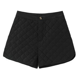 Shorts décontractés noirs respirants à taille mi-haute avec fermeture éclair, design simple, pour femmes - Vêtements de mode en gros - Product Image 2