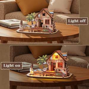 Kit <span class=keywords><strong>de</strong></span> maison <span class=keywords><strong>de</strong></span> plage hawaïenne avec LED - Maison <span class=keywords><strong>de</strong></span> poupée à construire soi-même, puzzles <span class=keywords><strong>en</strong></span> <span class=keywords><strong>bois</strong></span> 3D pour adultes, <span class=keywords><strong>jouet</strong></span> <span class=keywords><strong>de</strong></span> <span class=keywords><strong>construction</strong></span> - Product Image 4