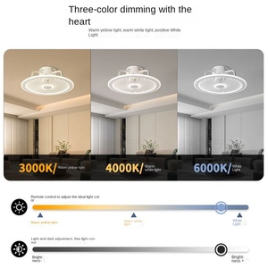 Ventilateur de plafond décoratif ultra-plat à 5 pales, moteur DC, construction métallique, avec lumière LED dimmable, 6 vitesses, télécommande et contrôle par application - Product Image 2