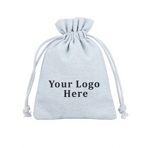 Wholesale Light Gray Biodegradable Cotton Jewelry Organizer Pouch With Custom Logo Handmade Indian <b>Drawstring</b> Gift Packaging Bag - Product Image 5