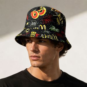 Chapeau de soleil réversible pour enfants à large bord, en polyester sergé, multicolore, pour la pêche et les activités de plein air - Product Image 2