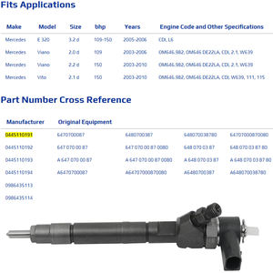 Nuevo Inyector de Combustible 0445110191 0445110192 0445110193 0445110194 para Motor Diésel <span class=keywords><strong>Mercedes</strong></span> E320 3.2D Viano 2.0d 2.2d OM646 - Product Image 2