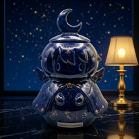 Urne funéraire en céramique entièrement personnalisable, motif ciel étoilé, pour personnage d'anime, faite à la main, émaillée, pour cendres d'adulte