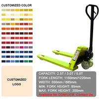 Chariot à palettes manuel hydraulique à longueur personnalisée, capacité de 3 tonnes, roues en nylon PU pour utilisation sur terrain accidenté, chariot à palettes spécialisé