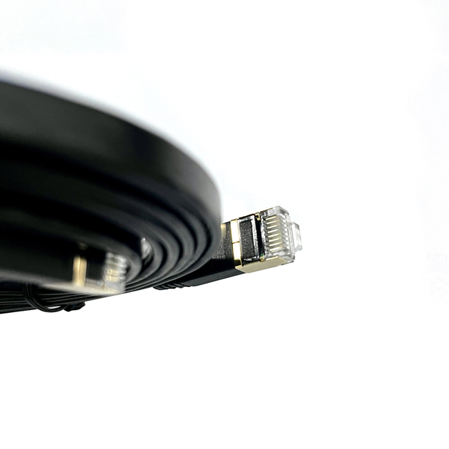CAT7 Copper Ethernet Cable Flat PVC Insulation RJ45 Shielded 10Gbps High Speed LAN Cable for Gaming Home Office Router