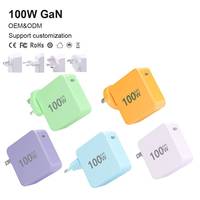 Cargador de Pared Universal de Viaje OEM ODM para UE, AU, Reino Unido y EE. UU., Adaptador de Carga Rápida QC PD para Teléfono Móvil con USB-C, Cargador GaN Tipo C de 100 W para iPhone y Portátil
