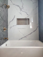 Panneaux de revêtement mural modernes géométriques, imperméables et résistants aux chocs, faciles à installer pour chambre à coucher, salle de bain/toilettes