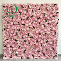 Backdrop Bunga Dinding 3D Mawar Pink Hydrangea Buatan untuk Dekorasi Latar Belakang Pesta Pernikahan dan Photo Booth