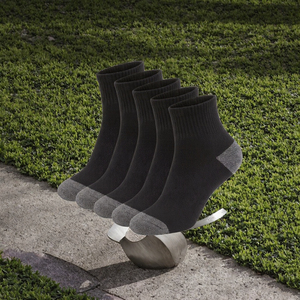 Men's <b>Black</b> <b>Ankle</b> <b>Socks</b> 5 Pack Knitted Low Cut Reinforced Heel Toe for Daily Wear - Product Image 3