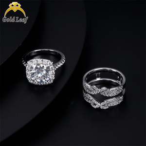 Joyería fina <span class=keywords><strong>cara</strong></span> americana personalizada 14K 18K oro blanco IGI Report DEF VVS compromiso de boda laboratorio cultivado juegos de anillos de diamantes - Product Image 3