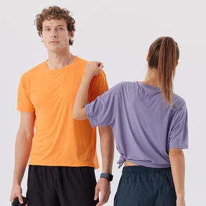 100% poliéster gimnasio camiseta UV protección solar antibacteriano cuello redondo logotipo personalizable al aire libre Fitness Tee 75gsm patrón impreso - Product Image 2