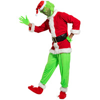 Costume de monstre vert en fourrure de Noël Echo Grinch avec masque