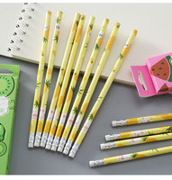 CHXN Ensemble de crayons HB mignons à motif de fruits pour étudiants, coffret de papeterie d'apprentissage pour enfants, ensemble de pinceaux de dessin, cadeau