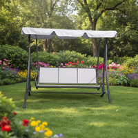 Chaise suspendue d'extérieur moderne 3 places avec support et toit, coussin imperméable, cadre en fer, couleur personnalisée pour patio et jardin