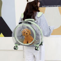 Cage de transport portable transparente en PC pour animaux de compagnie avec roues, respirante, pour voyages et visites chez le vétérinaire en extérieur
