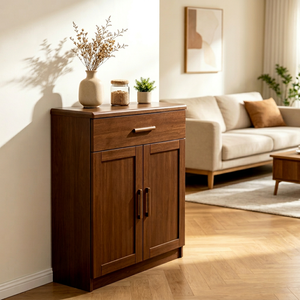 Mueble de Almacenamiento Moderno de Madera de Nogal con 1 Cajón y 2 Puertas para Sala de Estar - Product Image 1