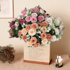 European Style 15 Heads Peony <b>Rose</b> Bouquet Silk Flowers for Home Dining Table Wedding Arch Living Room Decoration - Product Image 4
