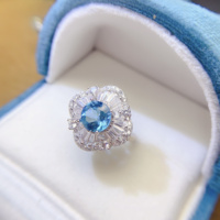 Wholesale Hot Sale Natural Topaz 8mm S925 Sterling Silver Classic Gemstone 18K Gold Plated Custom Design Engagement Wedding