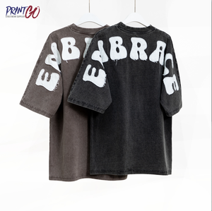 Maglietta Vintage a manica <span class=keywords><strong>corta</strong></span> personalizzata con ricamo in cotone pesante - Product Image 1