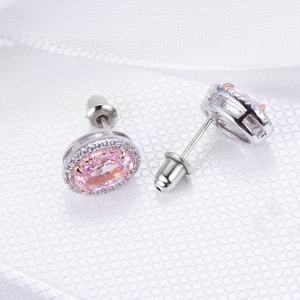 Pendientes Messi Jewelry MSE-606 de Circonita Cúbica Rosa de Alta Calidad con Forma Ovalada para Enamorados - Product Image 5