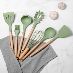 Espátula de silicona, espátula antiadherente de grado alimenticio, cuchara, pinzas para alimentos, brocha para aceite, raspador, espátula plana, juego de espátulas ranuradas - Product Image 3