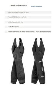 Herramienta Desmonta Neumáticos Multifunción de Plástico POM Resistente con Punta de Desinflado, Gancho para Cadena y Almacenamiento, para Reparación de Bicicletas de Montaña y Carretera, Negro, 13cm - Product Image 6