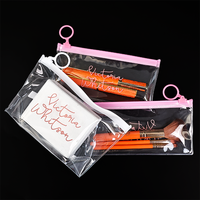 Sac en PVC transparent avec fermeture éclair rose, motif dessin animé mignon - Organisateur de voyage imperméable : trousse de maquillage portable, pochette pour passeport
