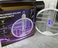 Raquette anti-moustiques électrique pliable avec attracteur UV, tapette à insectes silencieuse, fixation murale, batterie intégrée