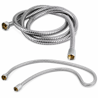 Tuyau de douche en acier inoxydable à double verrouillage 1,5 m/2 m, flexible, chromé, avec écrou en laiton massif, anti-torsion, anti-explosion