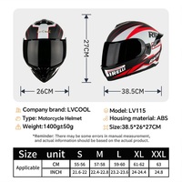 Nouveau casque de moto LVCOOL LV115 ABS intégral rabattable à double visière, déverrouillage rapide, certifié DOT, toutes saisons, motocross