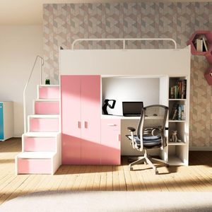 <span class=keywords><strong>Lit</strong></span> <span class=keywords><strong>superposé</strong></span> pour chambre d'enfant avec bureau et armoires pour adolescents et enfants - Product Image 3
