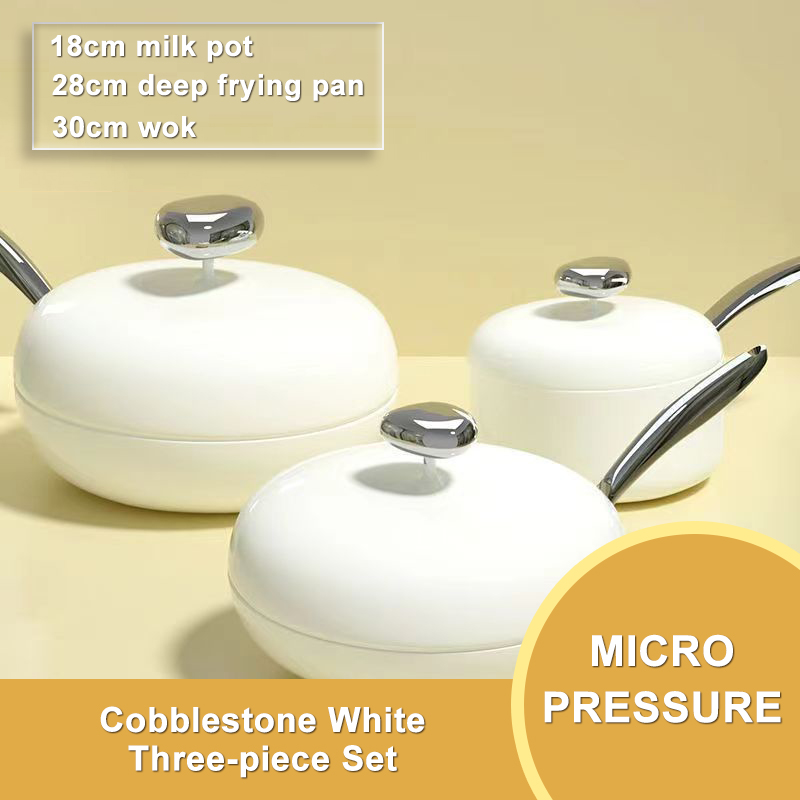 Pentola per il latte bianca+Padella+Wok