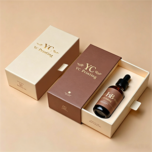 Boîte à tiroir en carton de luxe personnalisée pour flacon compte-gouttes d'huile essentielle 30 ml, emballage de soins de la peau, boîte pour huile à barbe et cheveux - Product Image 1