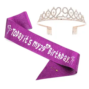 Conjunto de coroas de rainha de aniversário para decoração de festas de aniversário, tiara de ouro para meninas