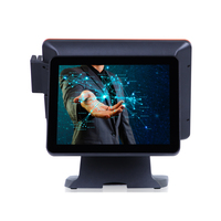 Sistema de punto de venta de pantalla táctil para restaurante, sistema Pos de mesa de 15 pulgadas, rotación de 360 grados, 2 ° cliente