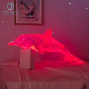 Disesuaikan hewan luar ruangan 3D Led patung lumba-lumba lampu dekorasi pencahayaan taman