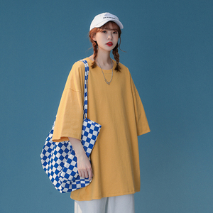 200Gsm 100% algodón moda novio holgado señoras de gran tamaño blanco amarillo <span class=keywords><strong>camiseta</strong></span> <span class=keywords><strong>Mujer</strong></span> - Product Image 1