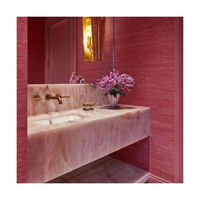 Newstar lavabo de salle de bain moderne meuble en pierre de marbre évier en onyx rose lavabo en marbre rose