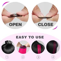 Extensions de cheveux à clipser, 6 pièces/paquet, mèches colorées pour fête, 22 pouces, multicolores, cheveux raides, postiches synthétiques, violet rose