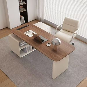 Bàn phong cách kem tối giản hiện đại góc học Máy tính văn phòng phong cách Pháp ánh sáng sang trọng cao cấp Cảm thấy sử dụng nhà - Product Image 1