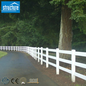 Panneau de clôture en PVC robuste sur mesure pour bétail, <span class=keywords><strong>vaches</strong></span>, moutons, chevaux, avec 3 rails, à enfoncer dans le sol - Product Image 2