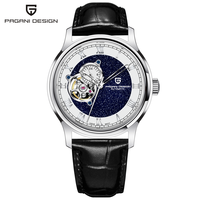 Luxuriöses Design Mode Herren Transparente Miyota Automatik Analoguhr 41mm Edelstahl Lederarmband Wasserdicht Unisex