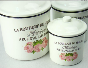 Ensemble de boîtes en métal émaillé EM11Coffee Tea Sugar avec couvercles, multicolores, tasse sans anse, mug sans anse avec couvercles - Product Image 4