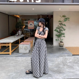 Women's Plaid Dress V-<b>Neck</b> Empire Waist Wrap And <b>Tie</b> Breathable Summer 2025 Long Sleeveless Maxi Dress - Product Image 4