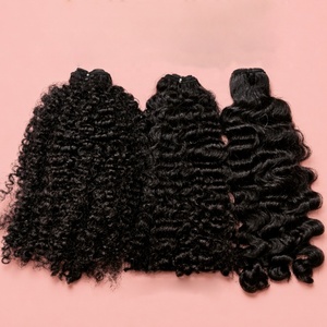 Extensions de cheveux humains en vrac, bruts, bouclés et ondulés, non-Remy, à <span class=keywords><strong>double</strong></span> trame, fabriquées à la machine, origine Cambodge - Product Image 4