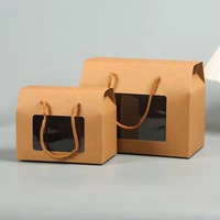 Boîtes à gâteaux personnalisées de haute qualité en papier blanc et brun avec couvercle transparent et poignée