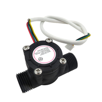 Capteur de débit d'eau électrique 1/2 pouce avec détection de température DN15, débitmètre à turbine à capteur Hall, 4 fils, sortie NPN DC3.5-24V